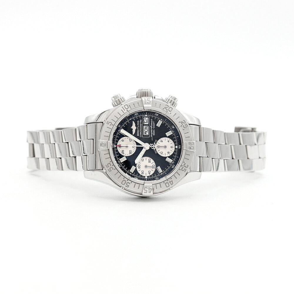 ブライトリング スーパーオーシャン クロノグラフ A13340 デイデイト 500m防水 黒 ブラック SS ステンレス メンズ 自動巻き【6ヶ月保証】【腕時計】【中古】