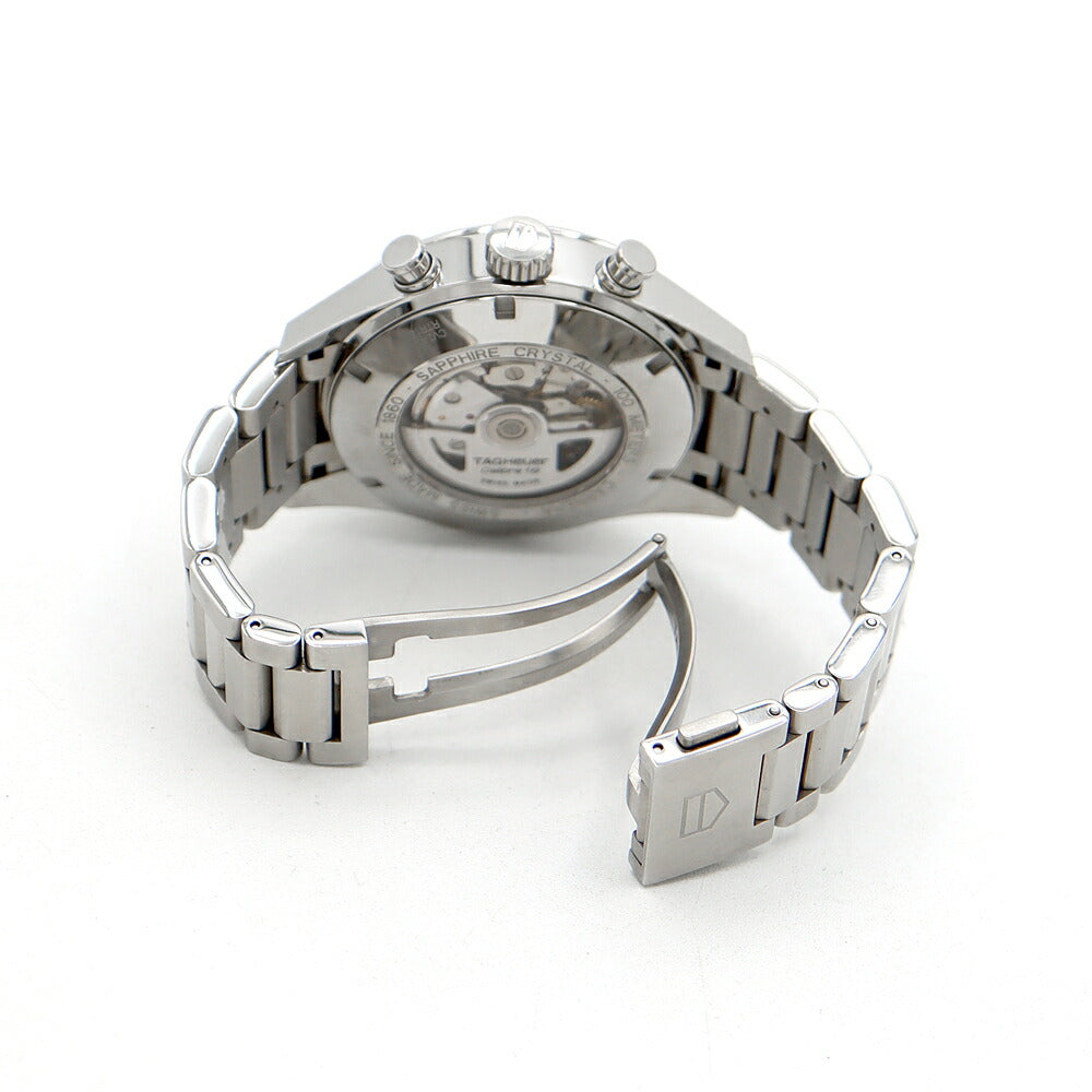 内部点検済 TAG Heuer タグホイヤー カレラ キャリバー16 クロノグラフ CV2A1AC.BA0738 デイデイト 100m防水 裏スケ スモールセコンド シルバー SS ステンレス メンズ 自動巻き【6ヶ月保証】【腕時計】【中古】