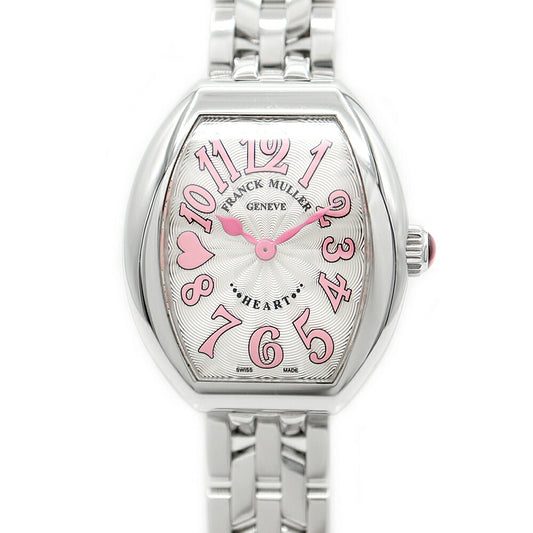 Domestic genuine product Battery replaced FRANCK MULLER Heart to Heart 5002SQZ Silver Guilloche SS Stainless Steel Ladies Quartz [6 Month Warranty] [Used] [Watch]