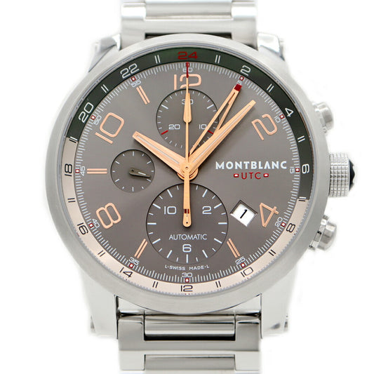 Internally inspected MONTBLANC Time Walker Chrono Voyager UTC 7221 107303 Chronograph Date Back Slot Small Second 30m Water Resistant Gray SS Stainless Steel Men's Automatic Winding [6 Month Warranty] [Watch] [Used]