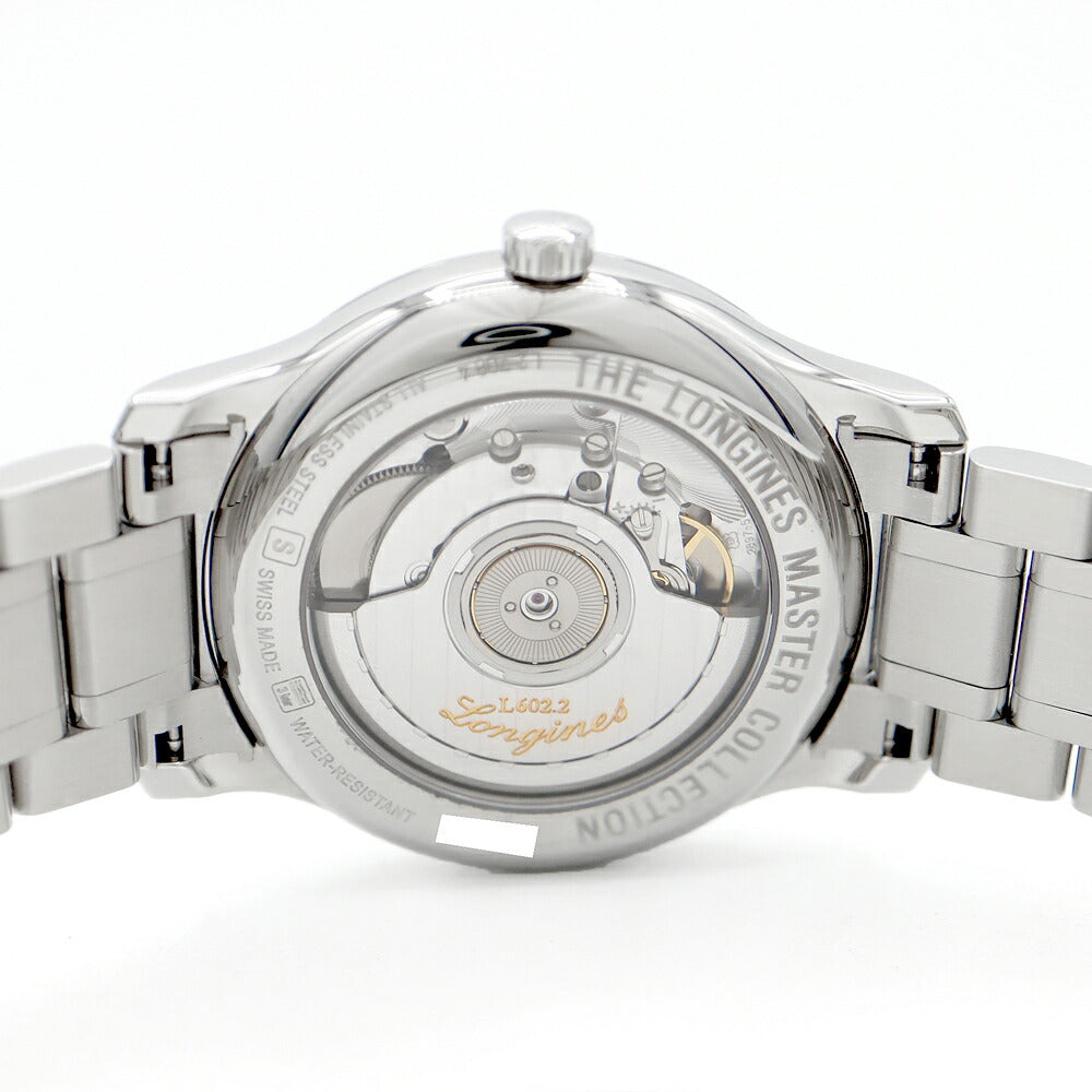 内部点検済 LONGINES ロンジン マスターコレクション パワーリザーブ L2.708.4 デイト 30m防水 裏スケ 黒 ブラック SS ステンレス メンズ 自動巻き【6ヶ月保証】【腕時計】【中古】