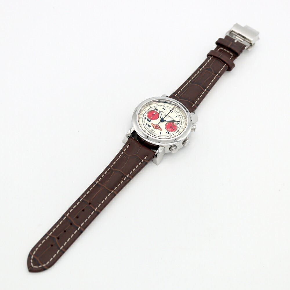 CUERVO Y SOBRINOS Torpedo Tour de España Chronograph 3022 Date Ivory SS Stainless Steel Genuine Buckle Men's Automatic Winding [6 Month Warranty] [Watch] [Used]