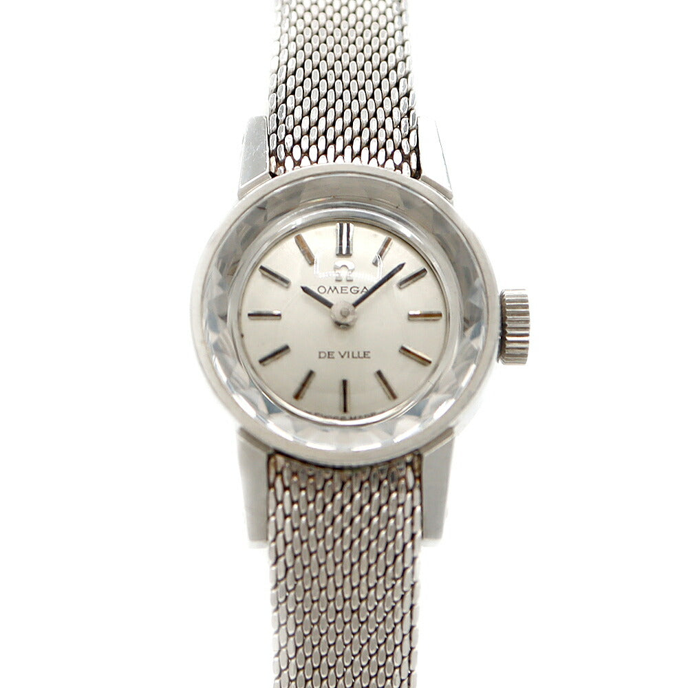 OMEGA DeVille cut glass 511.166 Cal.485 17 stones silver SS stainless steel ladies manual winding antique vintage DeVille [watch] [used]