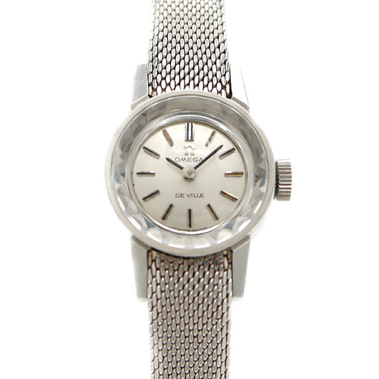 OMEGA DeVille cut glass 511.166 Cal.485 17 stones silver SS stainless steel ladies manual winding antique vintage DeVille [watch] [used]