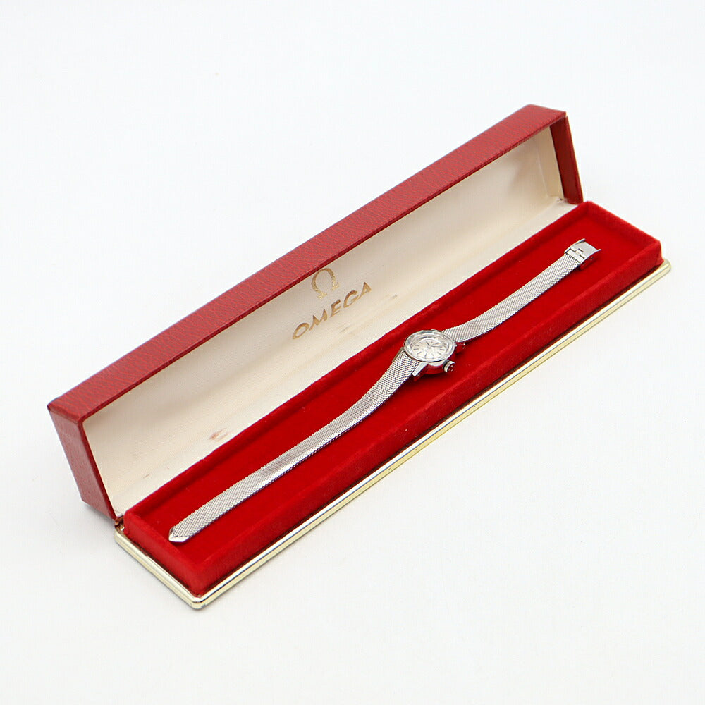 OMEGA DeVille cut glass 511.166 Cal.485 17 stones silver SS stainless steel ladies manual winding antique vintage DeVille [watch] [used]
