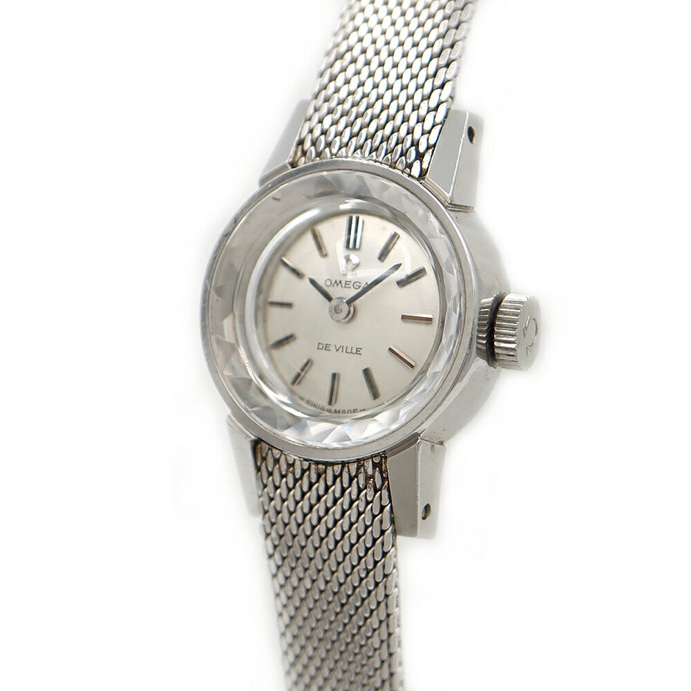 OMEGA DeVille cut glass 511.166 Cal.485 17 stones silver SS stainless steel ladies manual winding antique vintage DeVille [watch] [used]