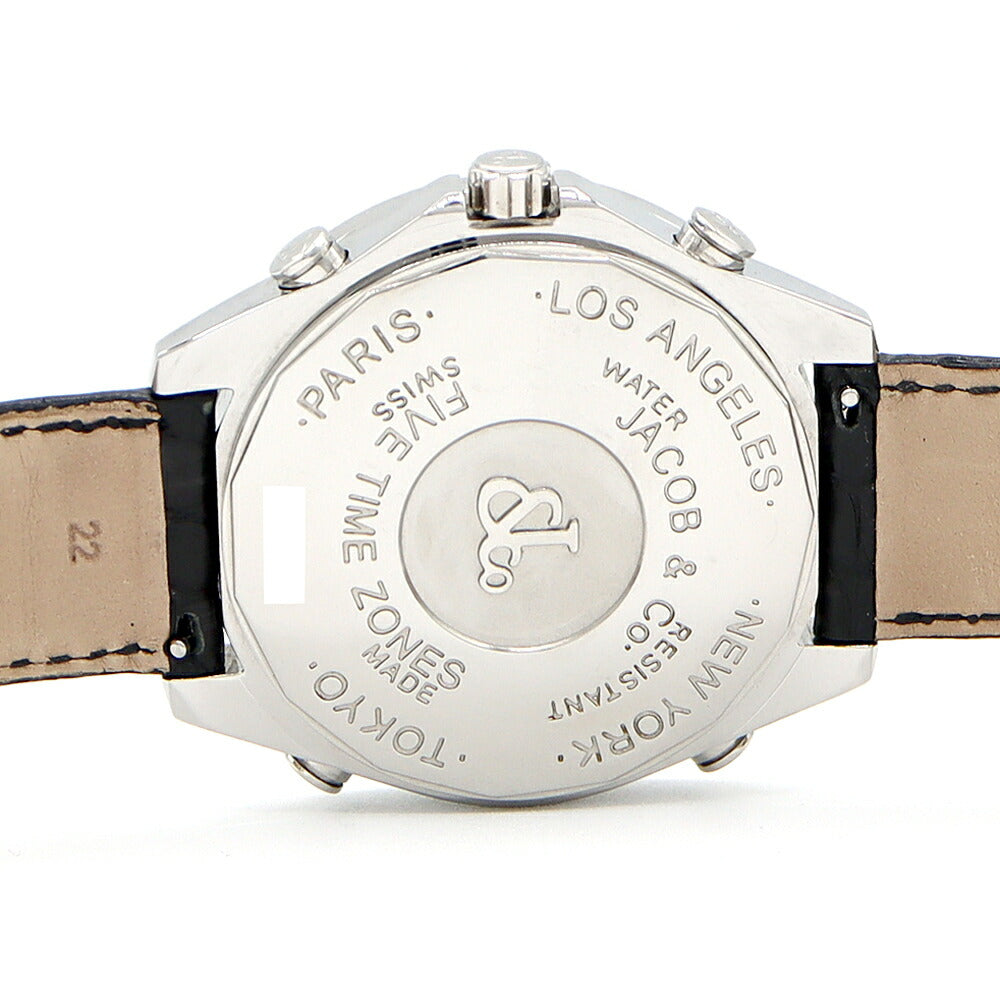 Battery replaced JACOB&Co. Jacob Five Time Zone Diamond Bezel JC-14DAD Diamond White White Shell SS Stainless Steel Genuine Belt Genuine Buckle Men's Quartz 5 Time [6 Month Warranty] [Watch] [Used]
