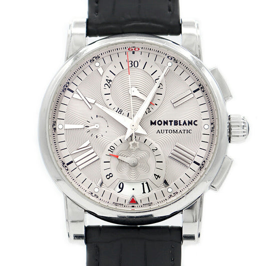 MONTBLANC Star Chronograph 7104 Date 30m Water Resistant Silver SS Stainless Steel Genuine Buckle Men's Automatic Winding [6 Month Warranty] [Watch] [Used]