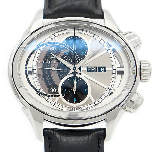 Internally inspected HAMILTON Jazzmaster Face 2 Face II Auto Chrono Limited to 1999 H32866781 Chronograph Day Date 50m Water Resistant Pulse Meter Silver SS Stainless Steel Genuine Buckle Men's Automatic Winding [6 Month Warranty] [Watch] [Used]
