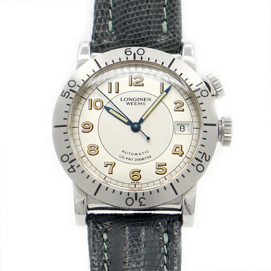 LONGINES Longines Weems Limited to 3000 pieces L2.608.4 Date Bidirectional rotating bezel Back skid Silver SS Stainless steel Genuine belt Genuine buckle Men's Automatic winding [6 months warranty] [Watch] [Used]