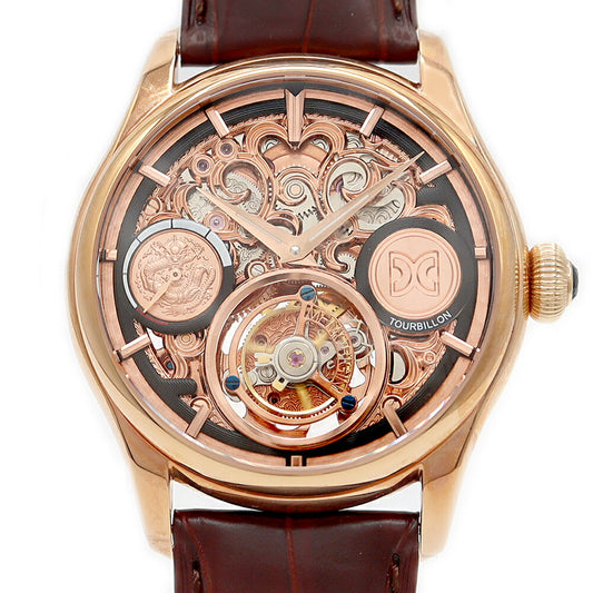 MEMORIGIN Tourbillon MO1001G 50m waterproof back skeleton PGP pink gold genuine buckle men's manual winding [6 months warranty] [watch] [used]