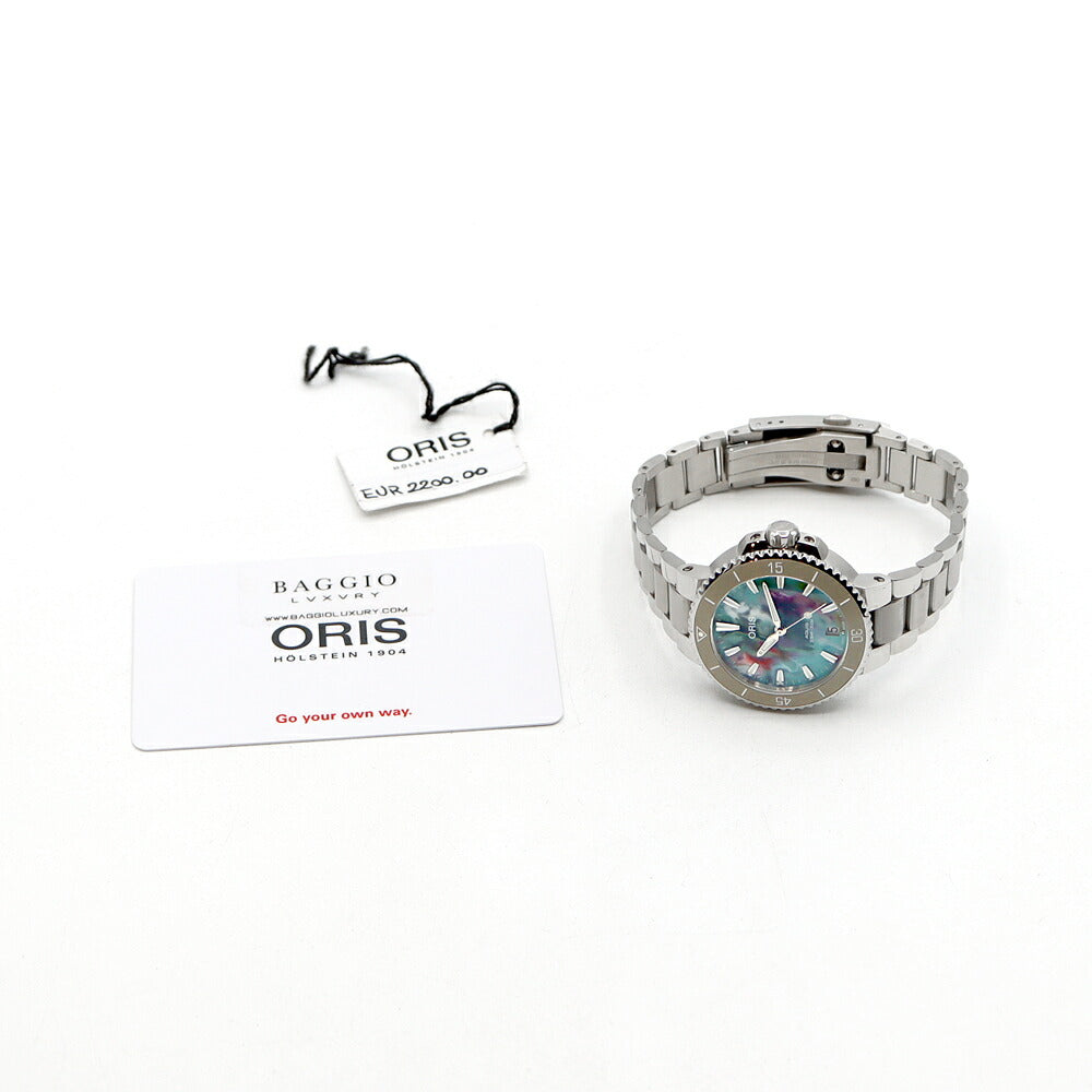 ORIS オリス アクイス デイト アップサイクル 01 733 7770 4150 裏スケ 300m防水 マルチカラー SS ステンレス CE セラミック メンズ レディース ボーイズ 自動巻き【6ヶ月保証】【腕時計】【中古】