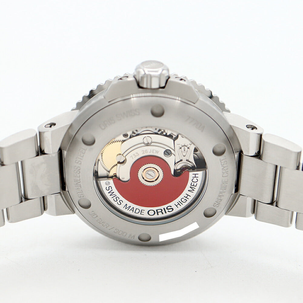 ORIS オリス アクイス デイト アップサイクル 01 733 7770 4150 裏スケ 300m防水 マルチカラー SS ステンレス CE セラミック メンズ レディース ボーイズ 自動巻き【6ヶ月保証】【腕時計】【中古】