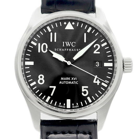 IWC International Watch Company Pilot's Watch Mark XVI IW325501 Date 50m Water Resistant Black SS Stainless Steel Genuine Belt Genuine Buckle Men's Automatic Mark 16 [6 Month Warranty] [Watch] [Used]