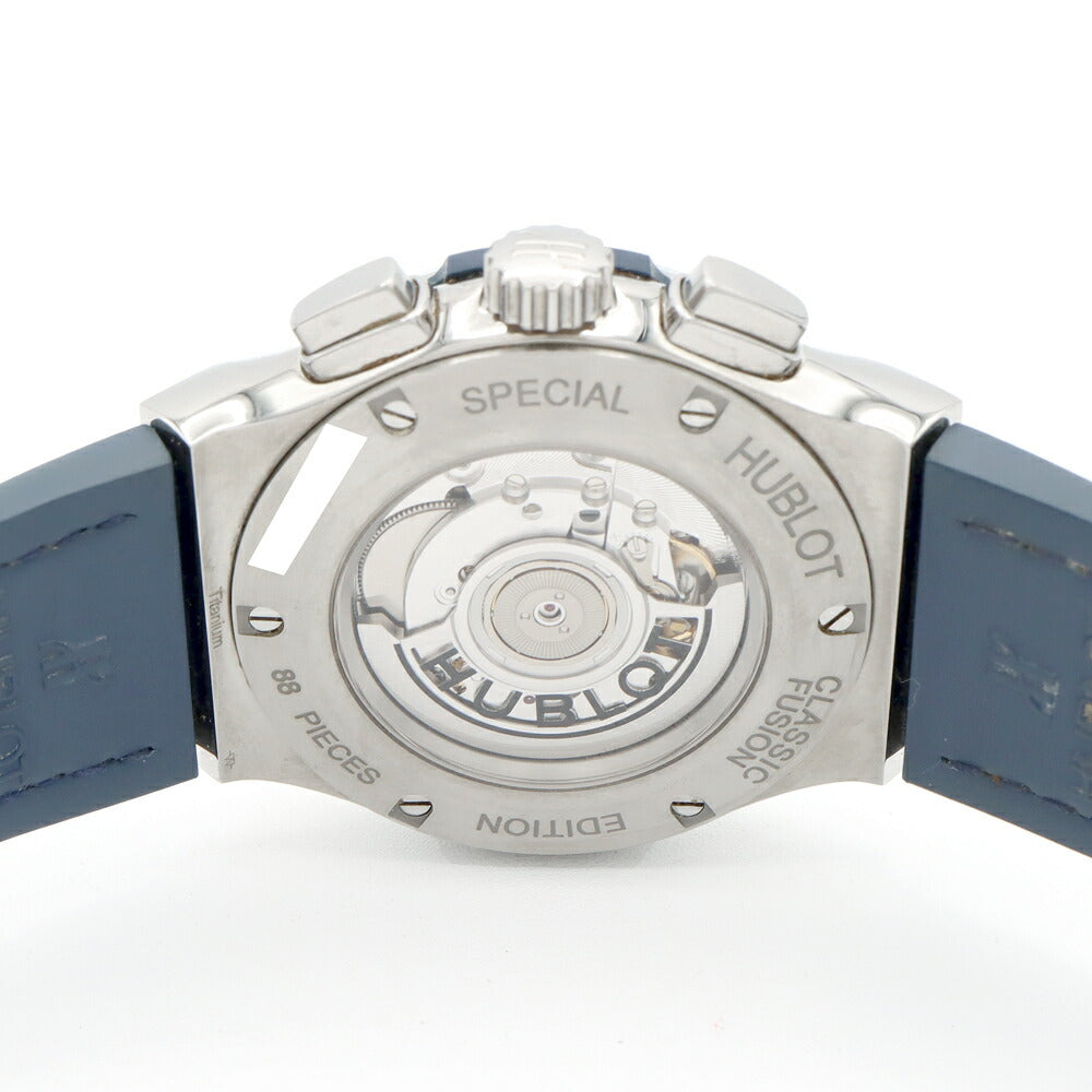 HUBLOT ウブロ クラシックフュージョン アエロフュージョン クロノグラフ チタニウム ブルーカーボン 田中将大モデル 日本限定88本 525.NQ.0120.QR.MTK17 デイト グレー スケルトン Ti チタン SS ステンレス 純正ベルト 純正尾錠 メンズ 自動巻き【6ヶ月保証】【腕時計】【中古】