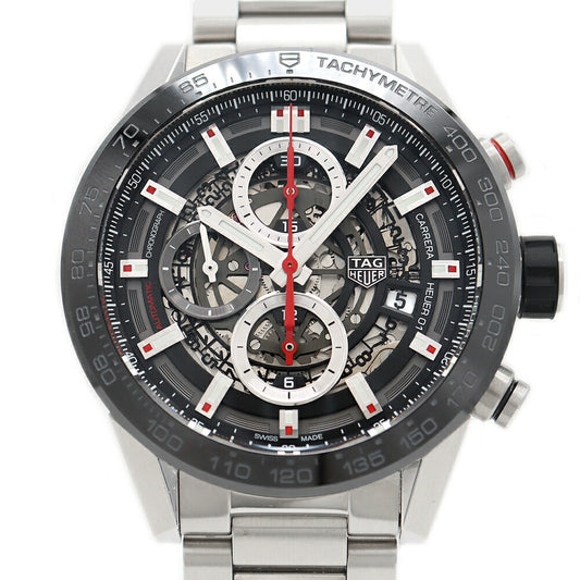 TAG Heuer Tag Heuer Carrera Caliber Heuer 01 Chronograph CAR201V 100m Water Resistant Date Black Skeleton CE Ceramic SS Stainless Steel Men's Automatic Winding [6 Month Warranty] [Watch] [Used]