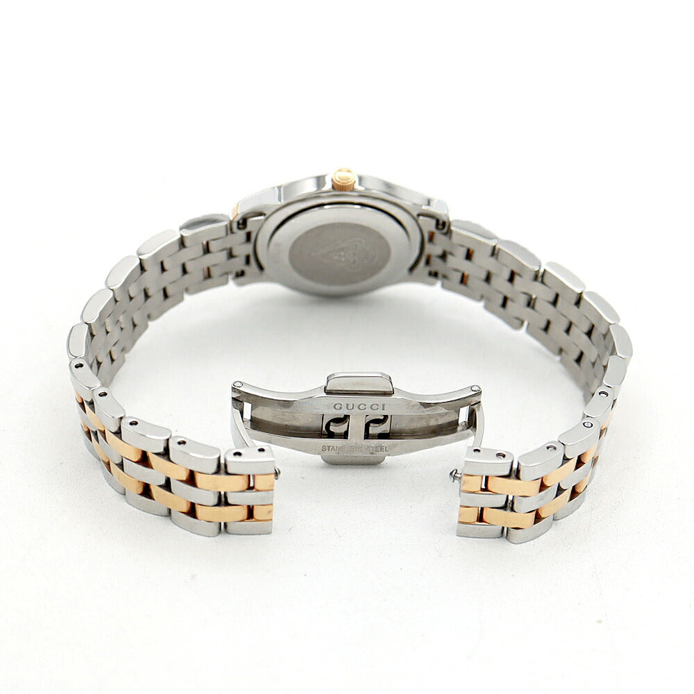 Battery replaced GUCCI G Class 5500L 11P Diamond Date Pink Shell SS Stainless Steel PG Pink Gold Combi Ladies Quartz [6 Month Warranty] [Watch] [Used]