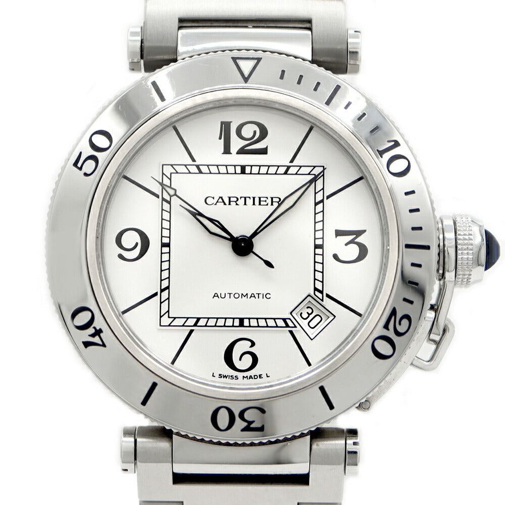 Cartier カルティエ パシャ シータイマー W31080M7 デイト 100m防水 シルバー SS ステンレス メンズ 自動巻き【6ヶ月保証】【腕時計】【中古】