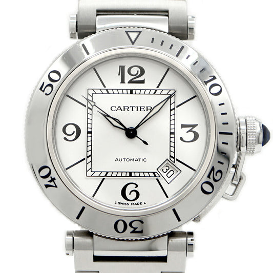 Cartier カルティエ パシャ シータイマー W31080M7 デイト 100m防水 シルバー SS ステンレス メンズ 自動巻き【6ヶ月保証】【腕時計】【中古】