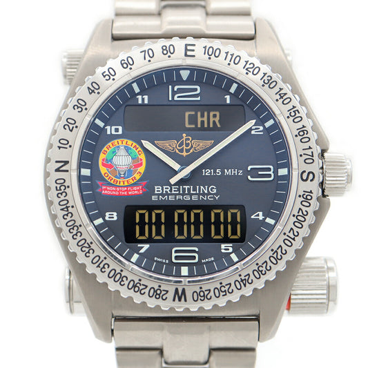 Battery replaced BREITLING Emergency Orbiter 3 E56321 Distress Signal Day Date Chronograph Gray Ti Titanium Men's Digiana Quartz [6 Month Warranty] [Watch] [Used]