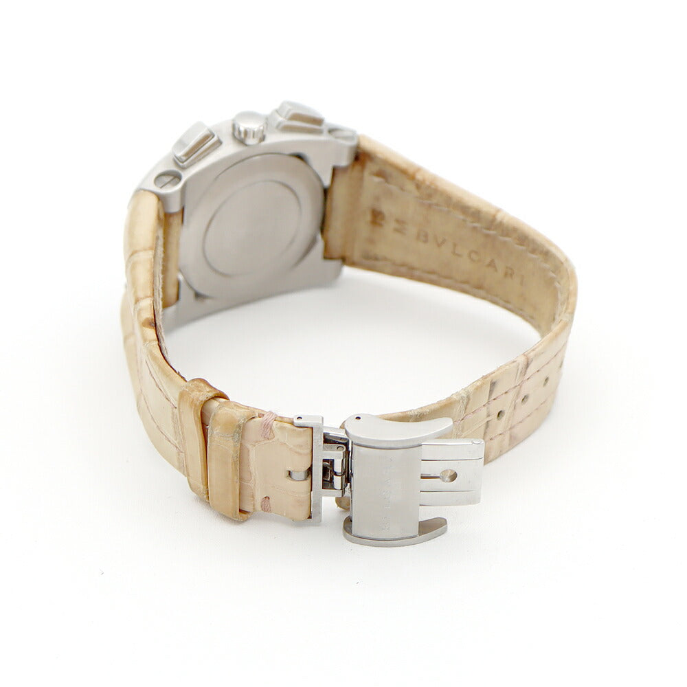 BVLGARI ブルガリ エルゴン クロノグラフ EG35SCH ダイヤモンド 21Pダイヤ デイト ピンクシェル SS ステンレス 純正ベルト 純正尾錠 メンズ レディース ボーイズ 自動巻き【6ヶ月保証】【腕時計】【中古】