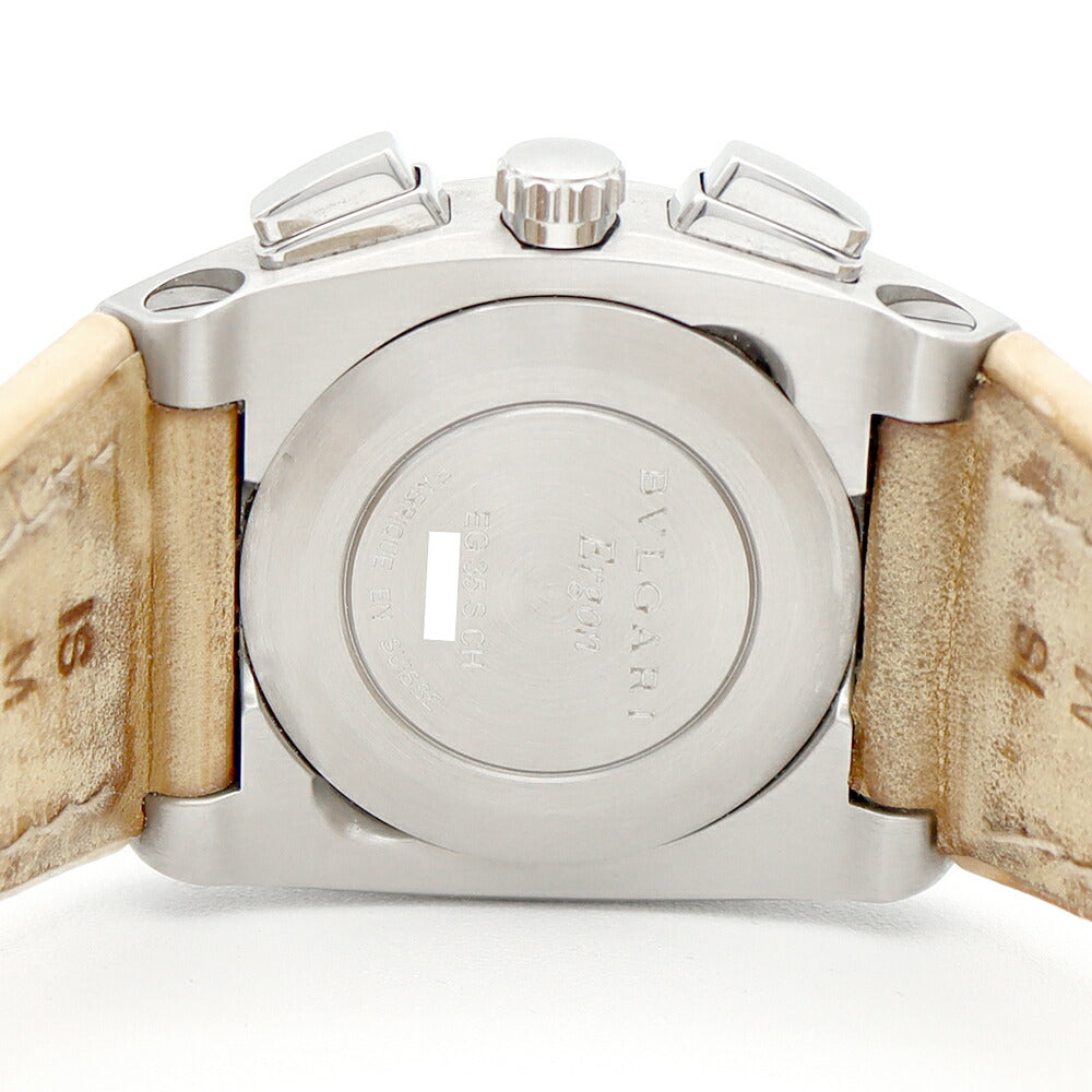 BVLGARI ブルガリ エルゴン クロノグラフ EG35SCH ダイヤモンド 21Pダイヤ デイト ピンクシェル SS ステンレス 純正ベルト 純正尾錠 メンズ レディース ボーイズ 自動巻き【6ヶ月保証】【腕時計】【中古】
