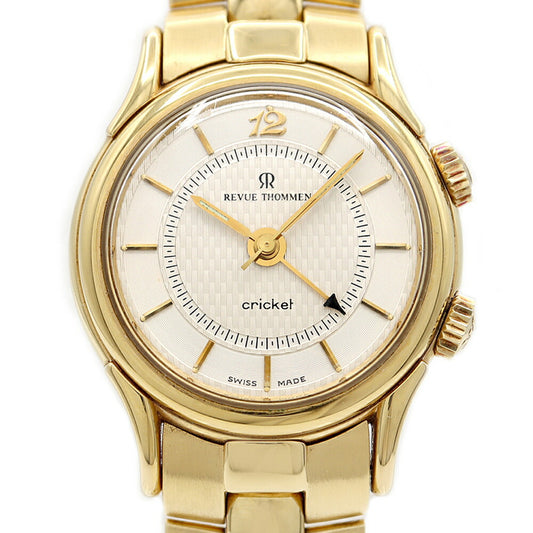 内部点検済 REVUE THOMMEN レビュートーメン クリケット J5870 アラーム 30m防水 シルバー YGP イエローゴールド SS ステンレス メンズ 手巻き【3ヶ月保証】【腕時計】【中古】