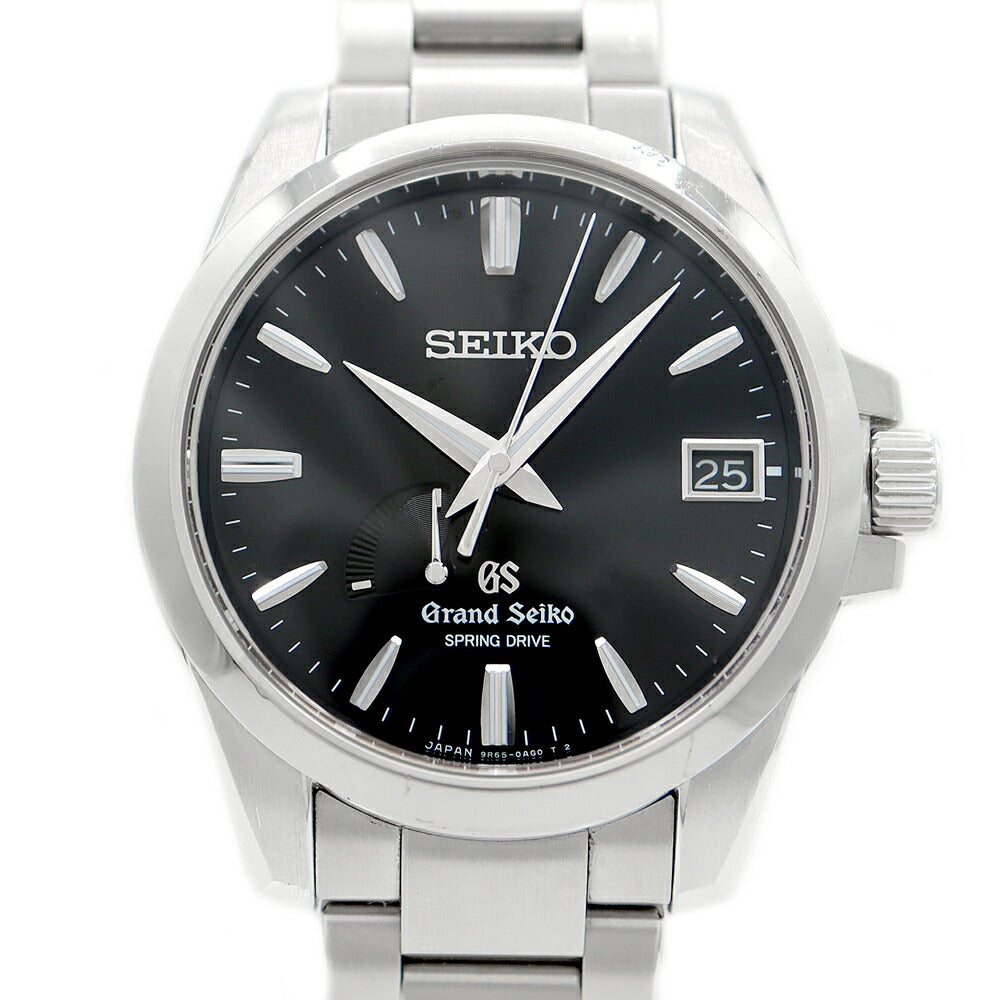 SEIKO セイコー GS グランドセイコー スプリングドライブ 9R65-0AG1 SBGA027 100m防水 デイト 黒 ブラック SS ステンレス メンズ 自動巻き【6ヶ月保証】【腕時計】【中古】