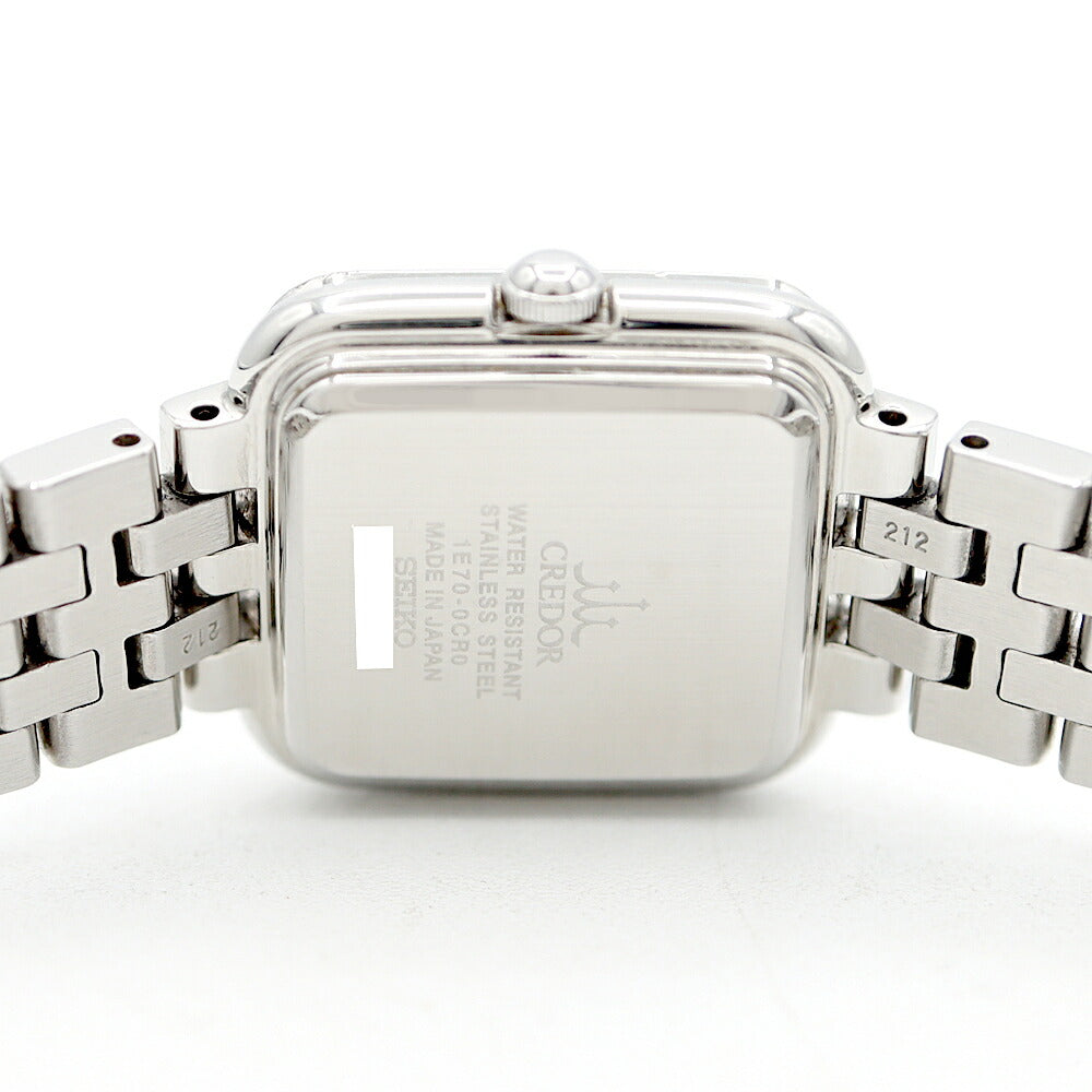 電池交換済 SEIKO セイコー クレドール シグノ ダイヤベゼル 1E70-0CR0 11Pダイヤ ダイヤモンド ピンクシェル SS ステンレス レディース クォーツ【6ヶ月保証】【腕時計】【中古】