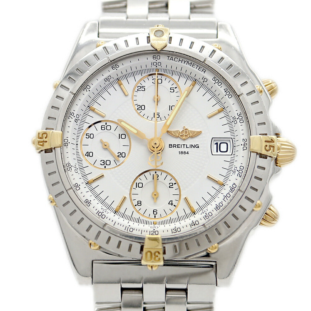 内部点検済 BREITLING ブライトリング クロノマット ビコロ B13050 クロノグラフ デイト 100m防水 白 ホワイト SS ステンレス YG イエローゴールド コンビ メンズ 自動巻き【6ヶ月保証】【腕時計】【中古】