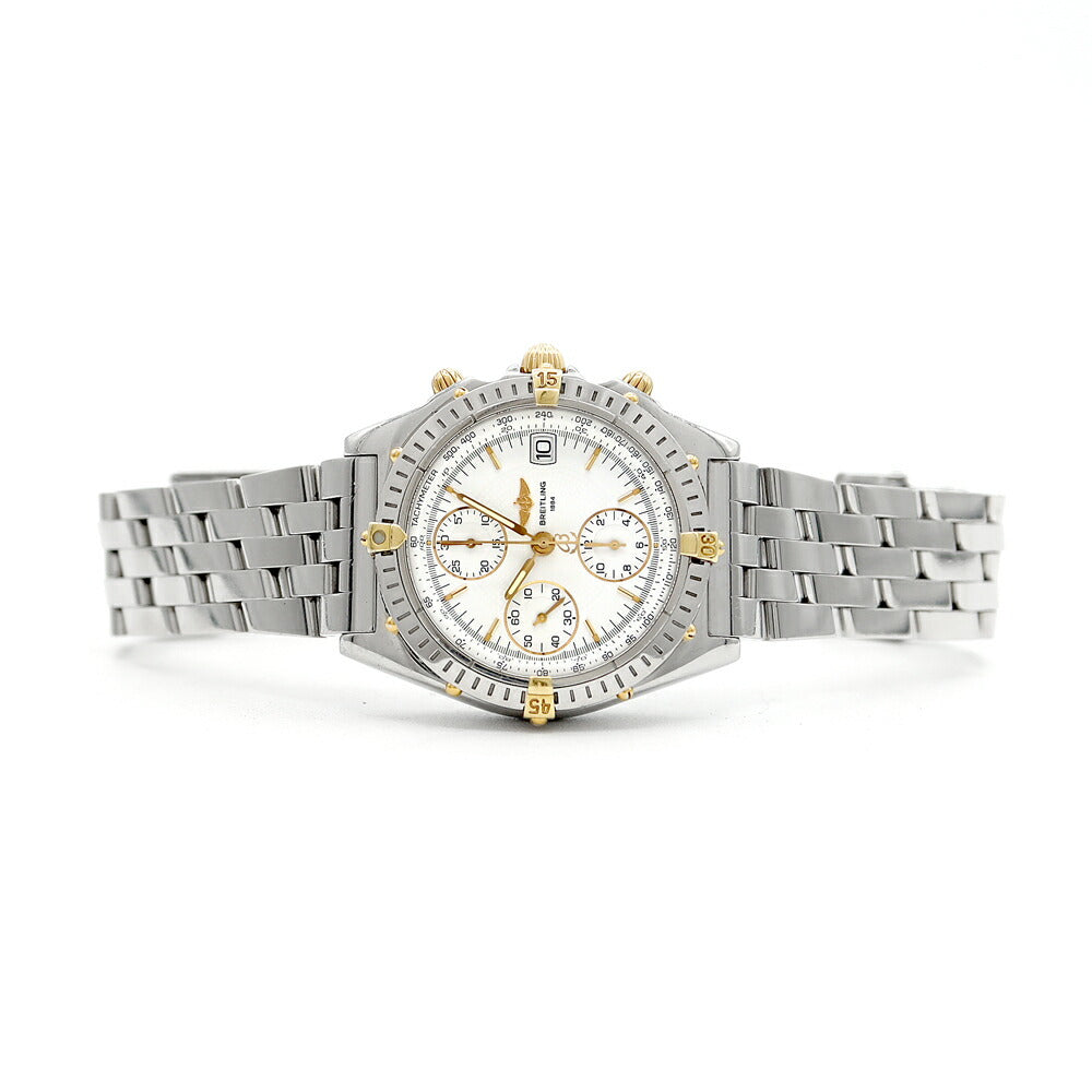 内部点検済 BREITLING ブライトリング クロノマット ビコロ B13050 クロノグラフ デイト 100m防水 白 ホワイト SS ステンレス YG イエローゴールド コンビ メンズ 自動巻き【6ヶ月保証】【腕時計】【中古】