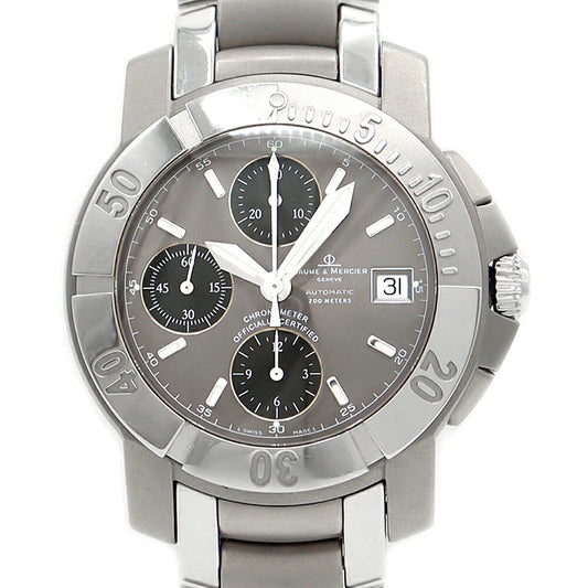 Internally inspected BAUME&MERCIER Capeland Chronograph 65390 Date 200m Water Resistant Gray SS Stainless Steel Ti Titanium Men's Automatic Winding [6 Month Warranty] [Watch] [Used]