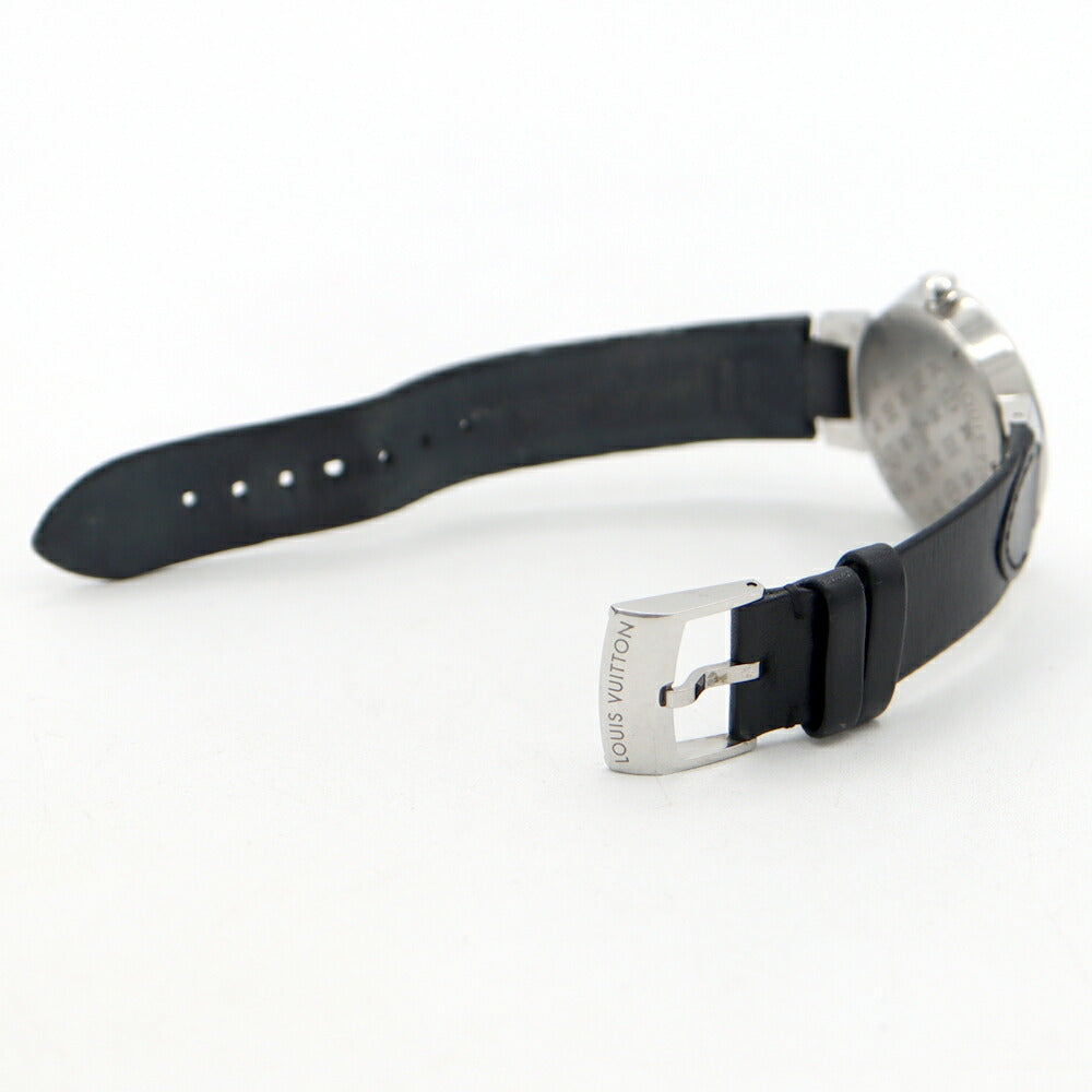 電池交換済 LOUIS VUITTON ルイヴィトン タンブール スリム MM モノグラム Q13MJ 8Pダイヤ ダイヤモンド シルバー SS ステンレス 純正ベルト 純正尾錠 レディース クォーツ【6ヶ月保証】【腕時計】【中古】