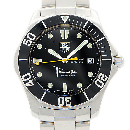 Battery replaced TAG Heuer Aquaracer Waimea Bay Limited to 1000 pieces WAB1113 Date 300m waterproof black SS stainless steel men's quartz [6 month warranty] [Watch] [Used]