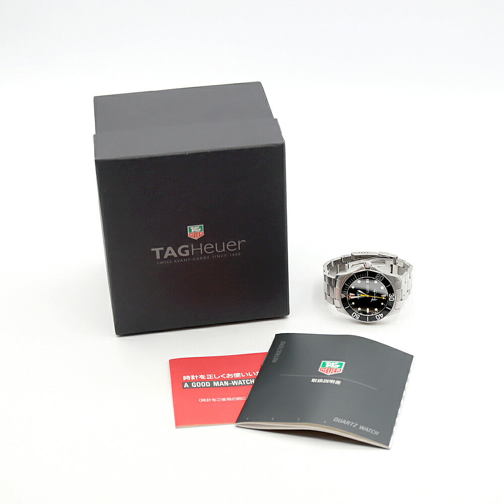 電池交換済 TAG Heuer タグホイヤー アクアレーサー ワイメアベイ 1000本限定 WAB1113 デイト 300m防水 黒 ブラック SS ステンレス メンズ クォーツ【6ヶ月保証】【腕時計】【中古】