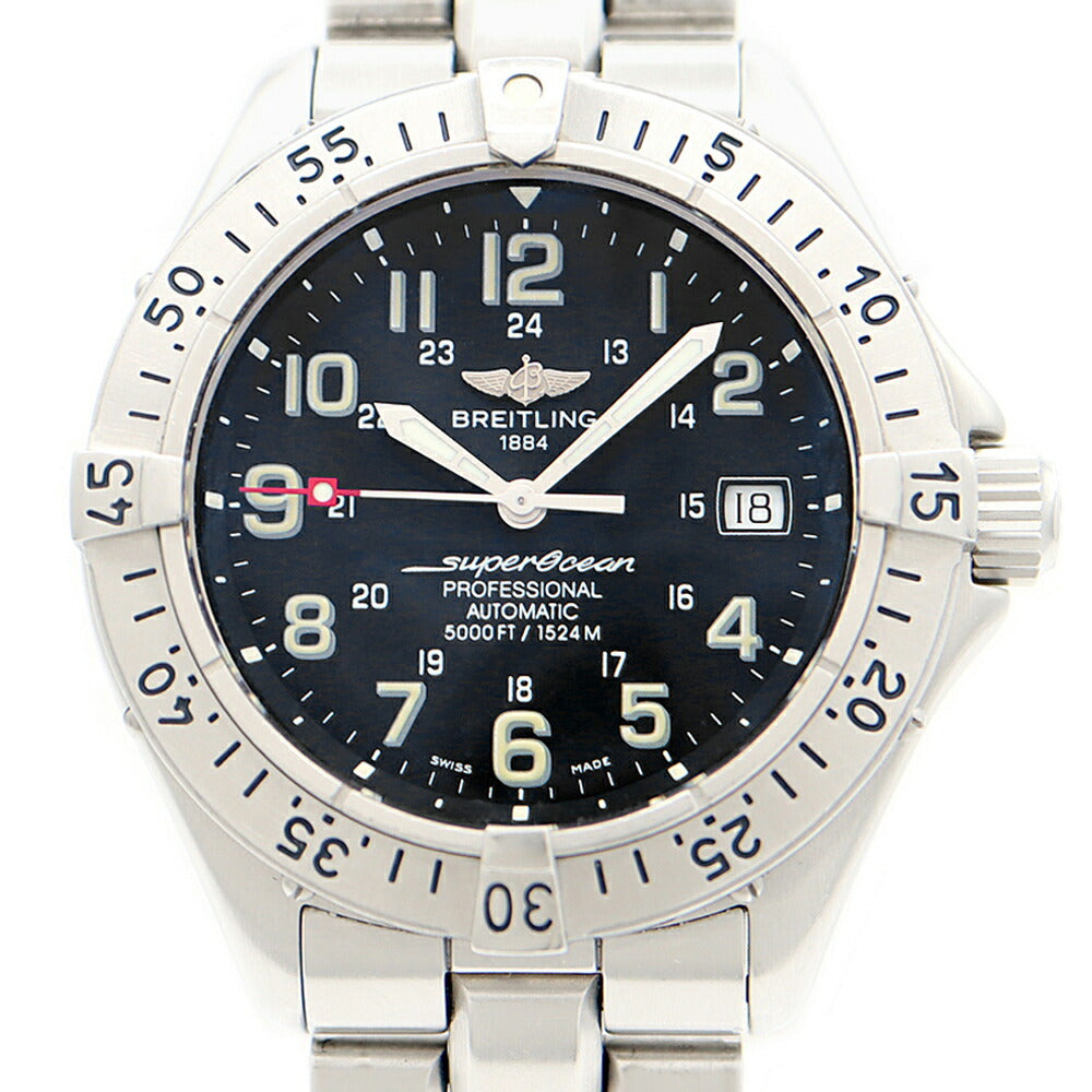 BREITLING ブライトリング スーパーオーシャン プロフェッショナル A17345 デイト 1500m防水 黒 ブラック SS ステンレス メンズ 自動巻き【6ヶ月保証】【腕時計】【中古】