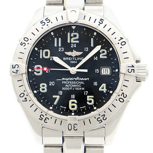 BREITLING ブライトリング スーパーオーシャン プロフェッショナル A17345 デイト 1500m防水 黒 ブラック SS ステンレス メンズ 自動巻き【6ヶ月保証】【腕時計】【中古】