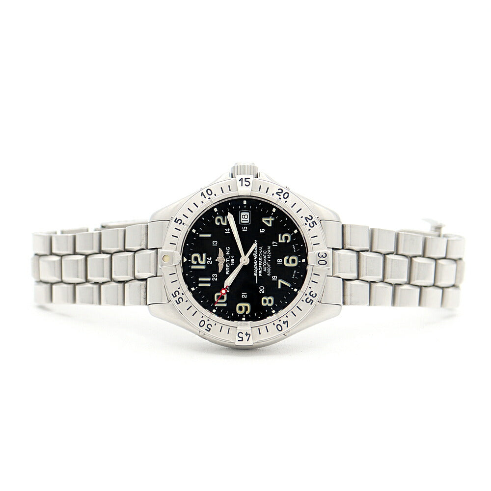 BREITLING ブライトリング スーパーオーシャン プロフェッショナル A17345 デイト 1500m防水 黒 ブラック SS ステンレス メンズ 自動巻き【6ヶ月保証】【腕時計】【中古】