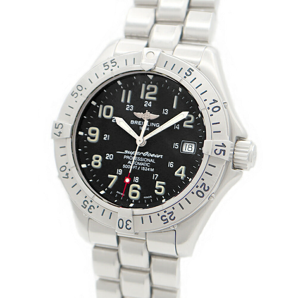 BREITLING ブライトリング スーパーオーシャン プロフェッショナル A17345 デイト 1500m防水 黒 ブラック SS ステンレス メンズ 自動巻き【6ヶ月保証】【腕時計】【中古】