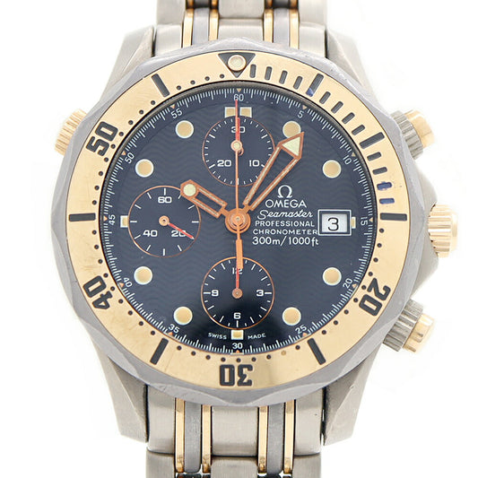 OMEGA Seamaster Professional 300 Chronograph 2297.80 Date 300m Water Resistant Navy Ti Titanium YG Yellow Gold Combi Men's Automatic Winding [6 Month Warranty] [Watch] [Used]