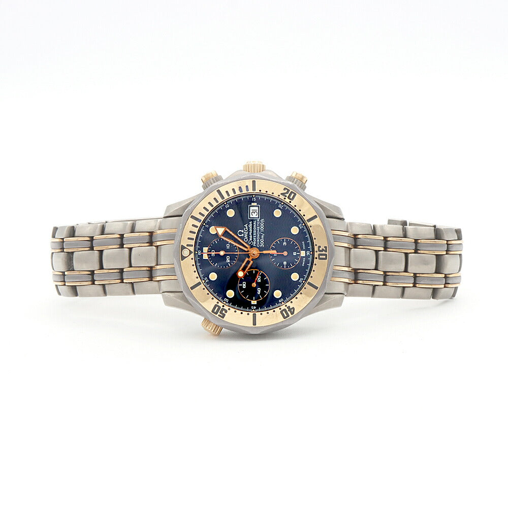 OMEGA Seamaster Professional 300 Chronograph 2297.80 Date 300m Water Resistant Navy Ti Titanium YG Yellow Gold Combi Men's Automatic Winding [6 Month Warranty] [Watch] [Used]