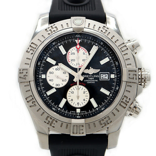 BREITLING ブライトリング スーパーアベンジャーII クロノグラフ A13371 300m防水 デイト 黒 ブラック SS ステンレス 純正バックル メンズ 自動巻き【6ヶ月保証】【腕時計】【中古】