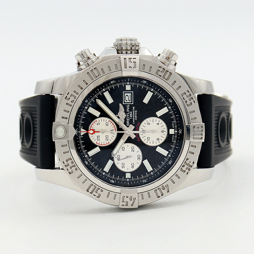 BREITLING ブライトリング スーパーアベンジャーII クロノグラフ A13371 300m防水 デイト 黒 ブラック SS ステンレス 純正バックル メンズ 自動巻き【6ヶ月保証】【腕時計】【中古】