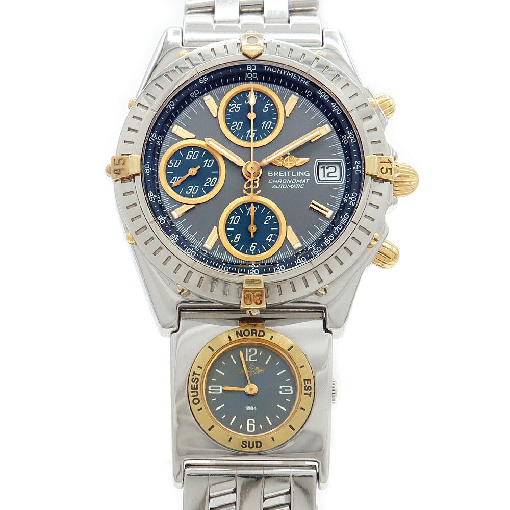 BREITLING Chronomat Bicoro UTC Module Chronograph B13350 B61172 100m Water Resistant Date Small Second Navy SS Stainless Steel YG Yellow Gold Combi Men's Automatic Quartz [6 Month Warranty] [Watch] [Used]