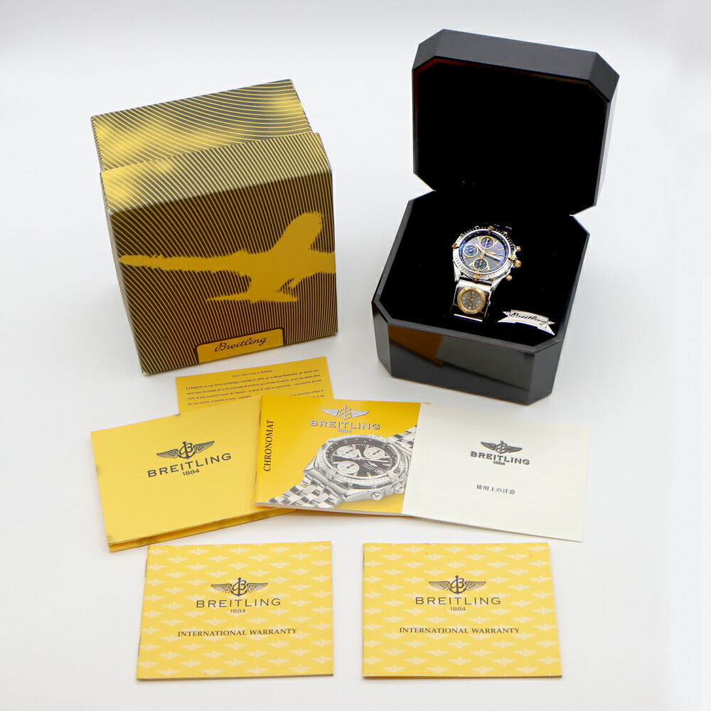 BREITLING Chronomat Bicoro UTC Module Chronograph B13350 B61172 100m Water Resistant Date Small Second Navy SS Stainless Steel YG Yellow Gold Combi Men's Automatic Quartz [6 Month Warranty] [Watch] [Used]