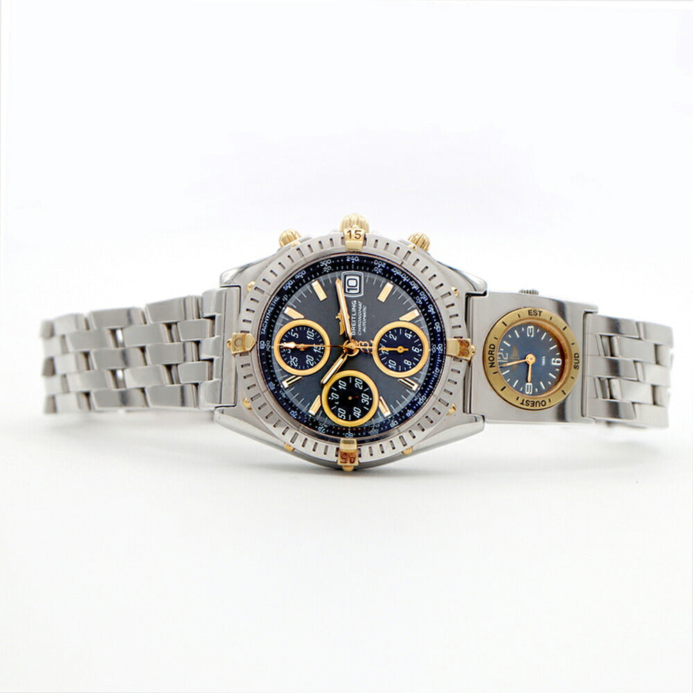 BREITLING Chronomat Bicoro UTC Module Chronograph B13350 B61172 100m Water Resistant Date Small Second Navy SS Stainless Steel YG Yellow Gold Combi Men's Automatic Quartz [6 Month Warranty] [Watch] [Used]