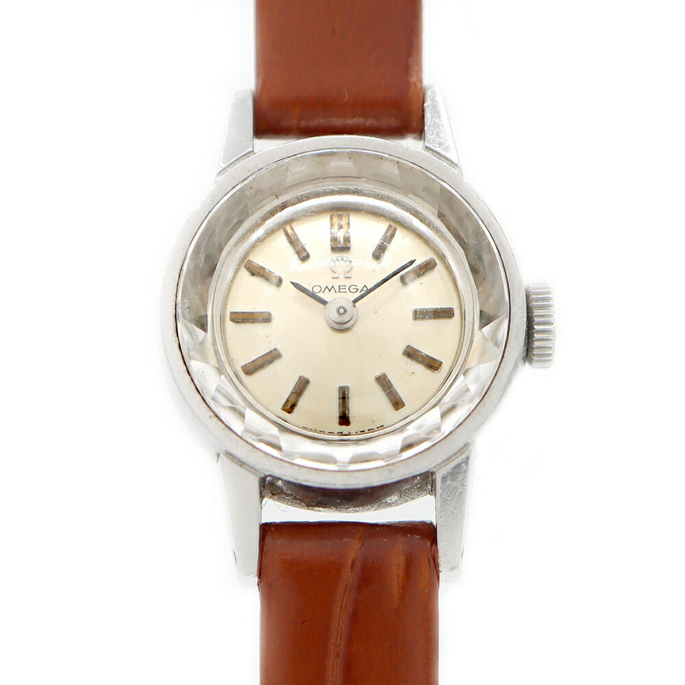 OMEGA Cut Glass 511.166 Cal.484 17 Jewels Silver SS Stainless Steel Ladies Manual Winding Antique Vintage [Watch] [Used]
