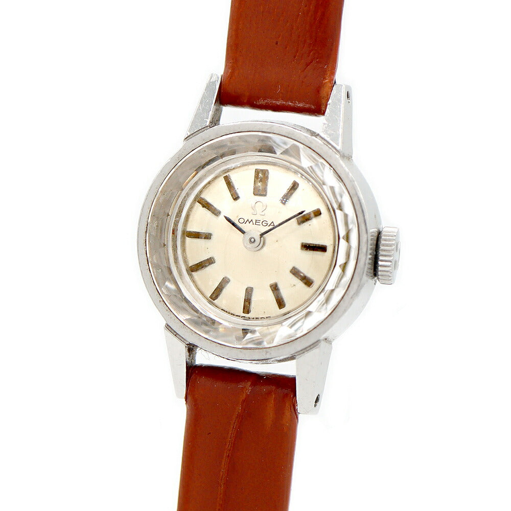 OMEGA Cut Glass 511.166 Cal.484 17 Jewels Silver SS Stainless Steel Ladies Manual Winding Antique Vintage [Watch] [Used]