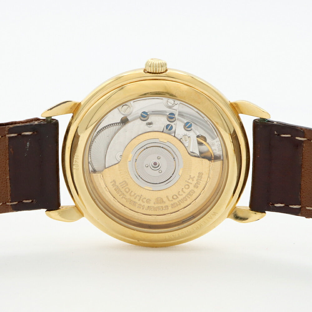MAURICE LACROIX 11407 Date Back Skelton White White YGP Yellow Gold Genuine Buckle Men's Automatic Winding [6 Month Warranty] [Watch] [Used]