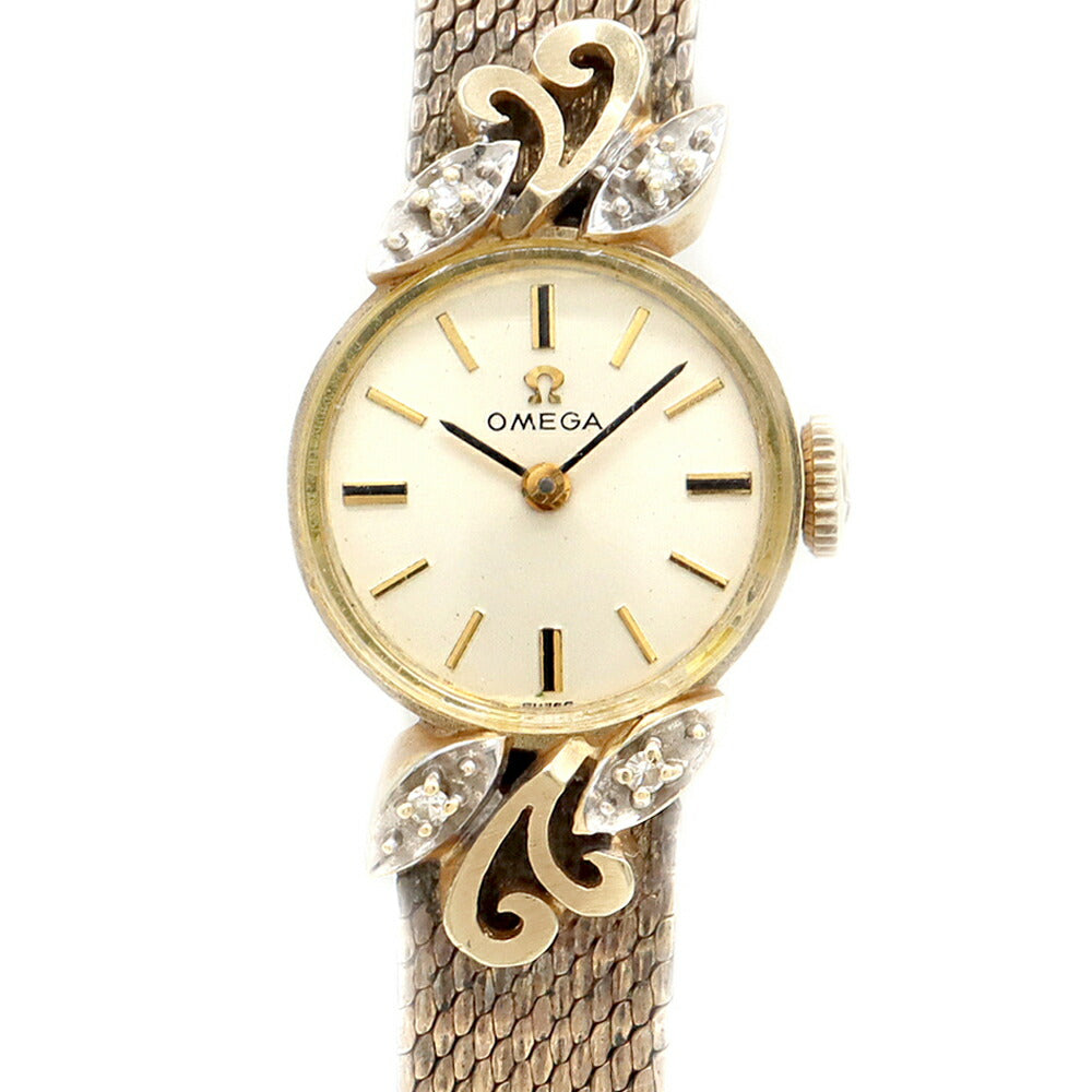 OMEGA オメガ AA7799 168 59 Cal.485 17石 シルバー K14YG K10YGP イエローゴールド レディース 手巻き アンティーク ヴィンテージ【腕時計】【中古】